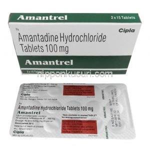 アマントレル, アマンタジン100mg, 錠剤, 製造元：Cipla,箱, シート情報