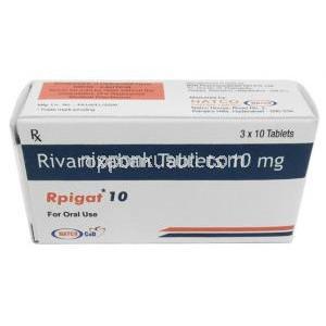 リピガット 10, リバロキサバン 10mg, 製造元：Natco Pharma Ltd, 箱表面