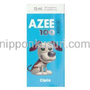 アジスロマイシン, AZEE REDIUSE , 100mg 15ml 内服懸濁液 (Cipla) 箱