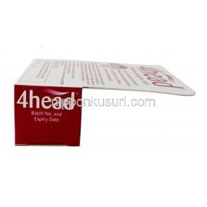 4ヘッド  頭痛用外用スティック, メントール 90%, スティック 3.6ｇ, 製造元：Dendron, 箱側面, 箱情報