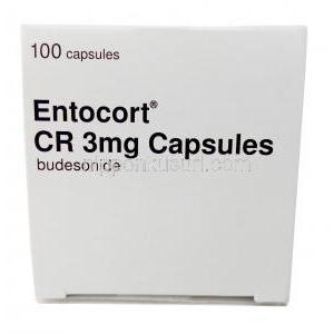 エントコートCR, ブデソニド 3mg, カプセル, 製造元： Tillotts Pharma,箱上面