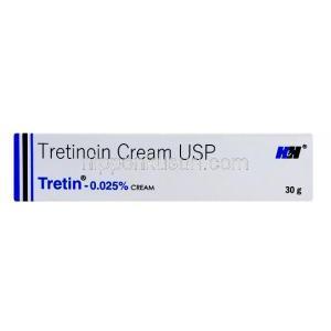 トレチン クリーム, トレチノイン 0.025% ww, クリーム 30g, 製造元：Hesa Pharma, 箱表面