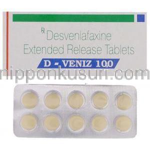 デスベンラファキシン（プリスティク ジェネリック）, D-Veniz 100mg 錠 (Sun Pharma)