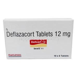 デフコート 12, デフラザコート 12mg, 製造元：Macleods Pharma, 箱表面