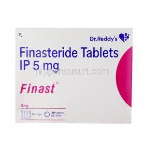 フィナスト, フィナステリド5mg, 製造元：Dr. Reddy's, 箱表面