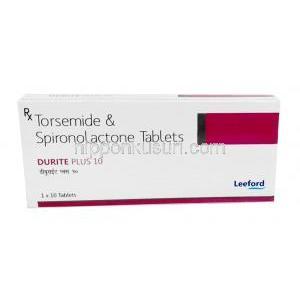 デュライト プラス, スピロノラクトン 50 mg / トラセミド 10 mg, 錠剤,製造元：Leeford healthcare, 箱表面