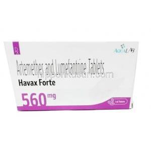 ハバックス フォルテ, アルテメテル 80mg/ ルメファントリン 480mg, 製造元：Aqua Lab, 箱表面
