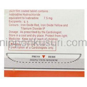 イバブラジン（コラランジェネリック）, イバビッド Ivabid 7.5mg 錠 (Primal Healthcare) 成分