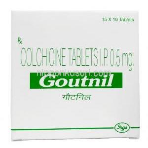 Goutnil, Colchicine 0.5mg, Inga Laboratories Pvt Ltd, Box front view