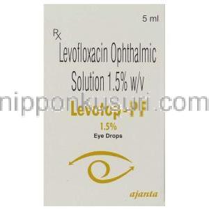 レボフロキサシン, Levotop-PF, 1.5% w/v  5ML 点眼薬 (Ajanta pharma) 箱