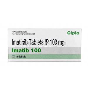 イマチブ,イマチニブメシル酸塩, 100 mg, 製造元：Cipla, 箱表面