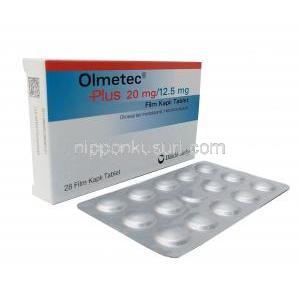 オルメテック プラス, オルメサルタン 20mg / ヒドロクロロチアジド 12.5mg,錠剤 製造元： Daiichi-Sankyo, 箱, シート