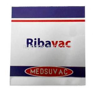 リババック, リバビリン200mg, 140カプセル, 製造元： Medsuvac Lifesciences, 箱上面