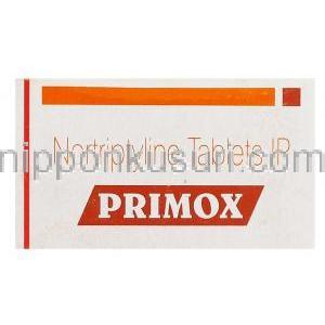 プリモックス Primox, ノリトレン ジェネリック, ノルトリプチリン 25mg 錠 (Sun Pharma) 箱