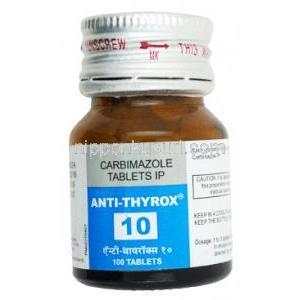 アンチ サイロックス,カルビマゾール 10 mg, 製造元：Macleods Pharmaceuticals, ボトル表面