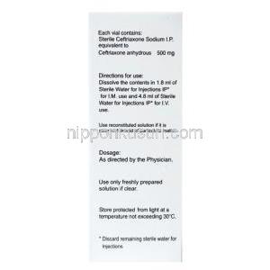 Accuzon Injection, Ceftriaxone 500mg, Macleods Pharmaceuticals Pvt Ltd, box side presentation