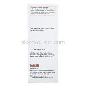 Accuzon Injection, Ceftriaxone 1g, Macleods Pharmaceuticals Pvt Ltd, box back presentation