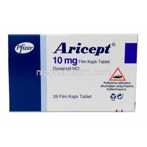 アリセプト, ドネペジル 10mg, 製造元：Pfizer, 箱情報