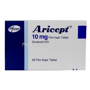 アリセプト, ドネペジル 10mg, 製造元：Pfizer, 箱表面