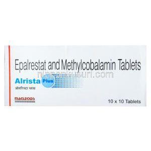 アリスタ プラス, エパルレスタット 150mg/ メチルコバラミン 1500mcg, 製造元：Macleods Pharmaceuticals Pvt Ltd, 箱表面