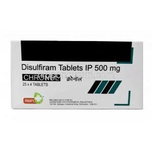 クロノル,ジスルフィラム 500mg,製造元： Pravin Pharma,  箱情報, 製造元