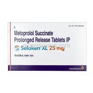 セロケン XL 25mg, コハク酸メトプロロール25mg,製造元：Astrazeneca, 箱
