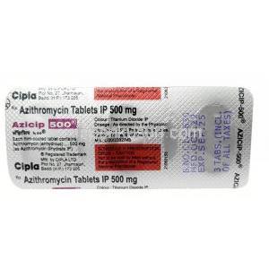 アジシップ 500, アジスロマイシン 500mg, 製造元：Cipla, シート情報