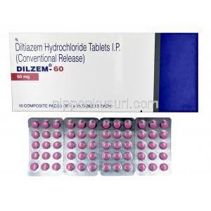 ジルゼム 60, ジルチアゼム60mg, 製造元：Torrent Pharma, 箱, シート