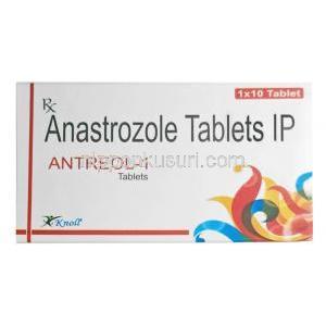 アントレノール -1, アナストロゾール 1mg, 製造元：Knoll Healthcare, 箱表面