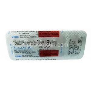 ソタラー, ソタロール 40mg, 製造元：Cipla, シート情報