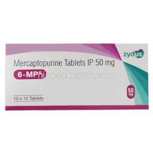 6-MP, メルカプトプリン 50 mg, 製造元：Zydus Cadila, 箱表面