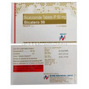 ビカテロ,ビカルタミド 50mg, 製造元：Hetero Drugs Ltd, 箱