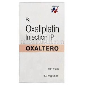 オキサルテロ 注射, オキサリプラチン 50 mg, 注射, 製造元：Hetero Healthcare, 箱表面