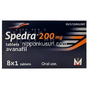 スペドラ, アバナフィル 200mg, 製造元：A.Menarini Farmaceutica Internazionale S.R.L, 箱表面