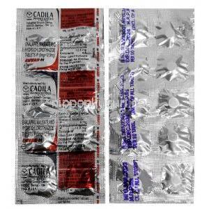 エンバス H,エナラプリル 5mg/ ヒドロクロロチアジド 12.5mg, 製造元:Cadila Pharmaceuticals, シート