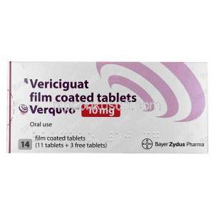 ベリキューボ, ベルイシグアト 10mg, 製造元：Bayer Zydus Pharma,箱表面