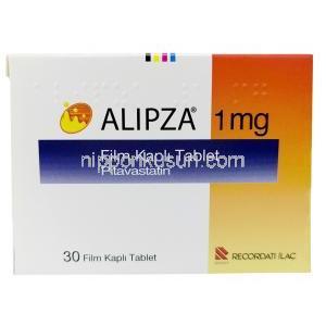 アリプザ 1mg, ピタバスタチン 1 mg, 製造元：Pierre Fabre, 箱表面