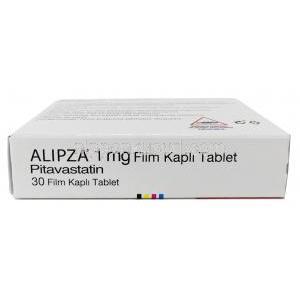 アリプザ 1mg, ピタバスタチン 1 mg, 製造元：Pierre Fabre, 箱底面