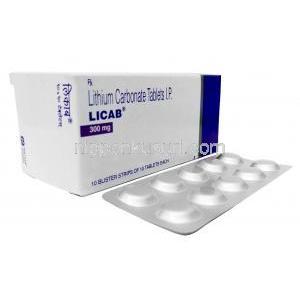 リカブ, 炭酸リチウム 300 mg,製造元：Torrent Pharma, 箱, シート