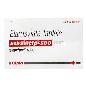 エサムシップ 500,  エタンシラート 500mg, 製造元：Cipla, 箱表面