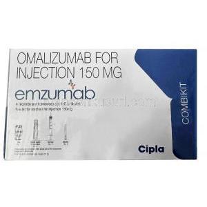 エムズマブ 注射用コンビキッド, オマリズマブ 150mg, コンビキット, 製造元：Cipla, 箱表面