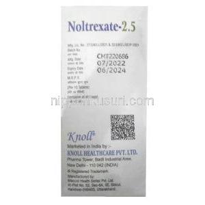 ノルトレキサート 2.5, メトトレキサート  2.5mg, 製造元：Knoll Healthcare, 箱情報