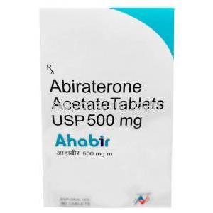 アハビル,  アビラテロン酢酸エステル 500mg, 60錠, 製造元：Hetero Healthcare Ltd, 箱表面