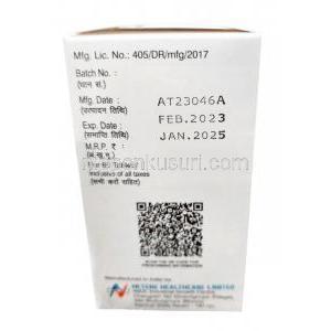 アハビル,  アビラテロン酢酸エステル 500mg, 60錠, 製造元：Hetero Healthcare Ltd, 箱情報, 製造日, 消費期限