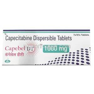 ケープベル DT, カペシタビン 1000mg, 製造元：Shipa Medicare Ltd, 箱表面