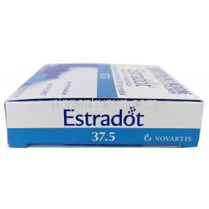 エストラドット 経皮吸収パッチ, エストラジオール,37.5mcg／日,製造元： Novartis, 箱側面