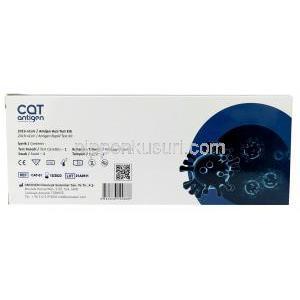 CAT アンティジェン COVID抗原検査キット, 製造元： ONCOSEM Onkolojik Sistemler San. Ve Tic, 箱情報, キット一式の内容