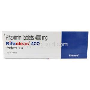 リファクリーン 400, リファキシミン, 400 mg, 製造元:Emcure Pharmaceuticals Ltd, 箱表面
