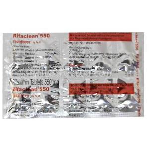 リファクリーン 550, リファキシミン,  550 mg, 製造元：Emcure Pharmaceuticals Ltd, シート情報, 製造元