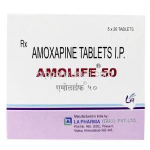 アモライフ,アモキサピン 50mg, 製造元：La Pharma, 箱表面